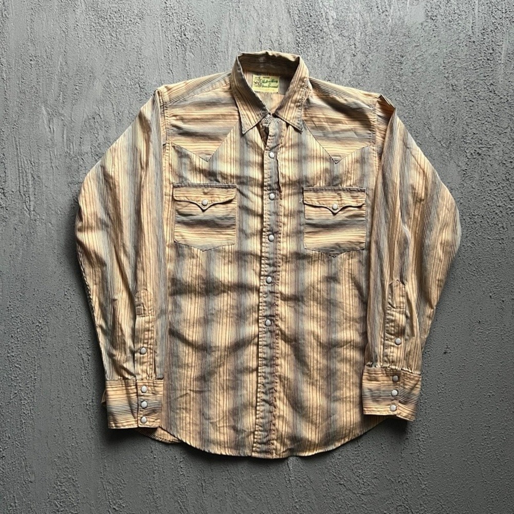 Vintage Beau Brummel Western Wear Shirt‎ Men Medium 1960s Striped Pearl Snap